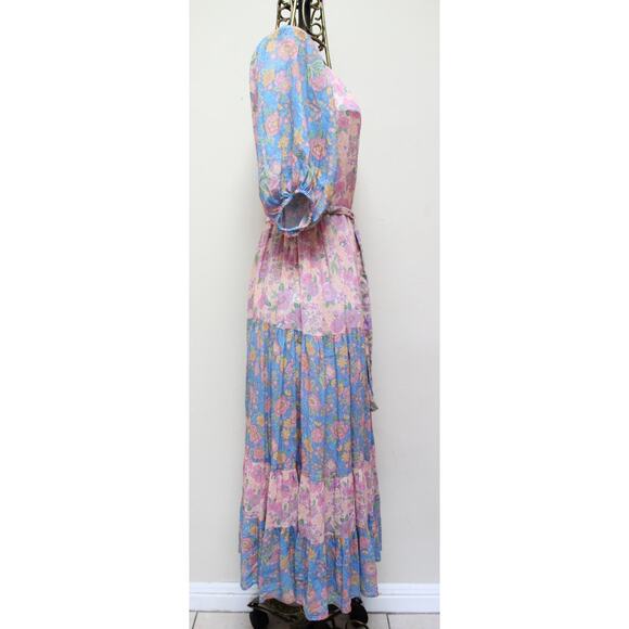 Spell & The Gypsy Juniper Rae Colorblock Floral Tiered Maxi Dress Gown Small - Picture 5 of 7
